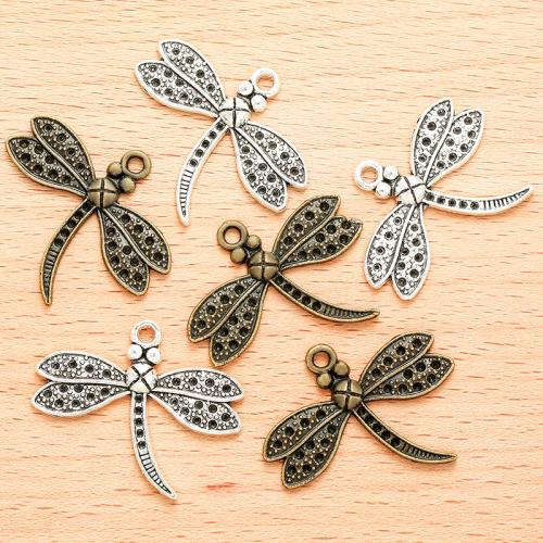 Tibetan Style Animal Pendants, Dragonfly, plated, DIY, more colors for choice, 34x29mm, 100PCs/Bag, Sold By Bag