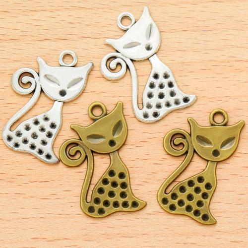 Tibetan Style Animal Pendants, Cat, plated, DIY, more colors for choice, 31x21mm, 100PCs/Bag, Sold By Bag