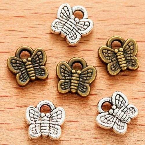 Tibetan Style Animal Pendants, Butterfly, plated, DIY, more colors for choice, 7x7mm, 100PCs/Bag, Sold By Bag