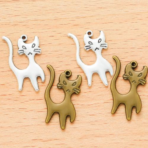 Tibetan Style Animal Pendants, Cat, plated, DIY, more colors for choice, 23x12mm, 100PCs/Bag, Sold By Bag