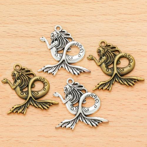 Character Tibetan Style Pendants, Mermaid, plated, DIY, more colors for choice, 33x30mm, 100PCs/Bag, Sold By Bag