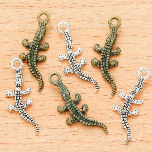 Tibetan Style Animal Pendants, Crocodile, plated, DIY, more colors for choice, 28x11mm, 100PCs/Bag, Sold By Bag