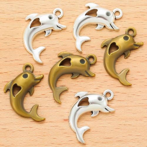 Tibetan Style Animal Pendants, Dolphin, plated, DIY, more colors for choice, 23x18mm, 100PCs/Bag, Sold By Bag