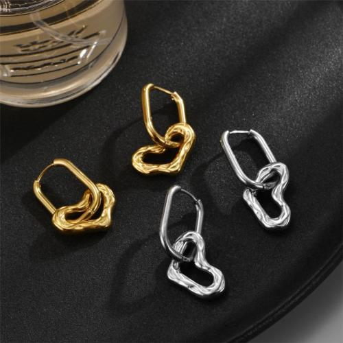 Stainless Steel Drop Earring, 304 Stainless Steel, plated, fashion jewelry, more colors for choice, 15x36mm, Sold By Pair