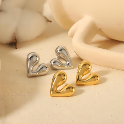 Titanium Steel  Earring, Heart, plated, fashion jewelry, more colors for choice, 18.30x18.30mm, Sold By Pair