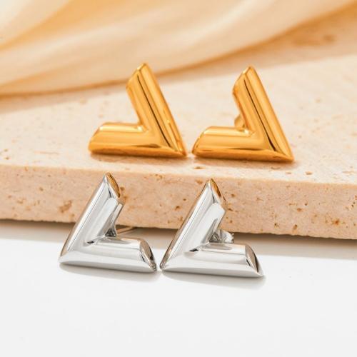 Stainless Steel Stud Earrings 304 Stainless Steel Letter V plated fashion jewelry Sold By Pair