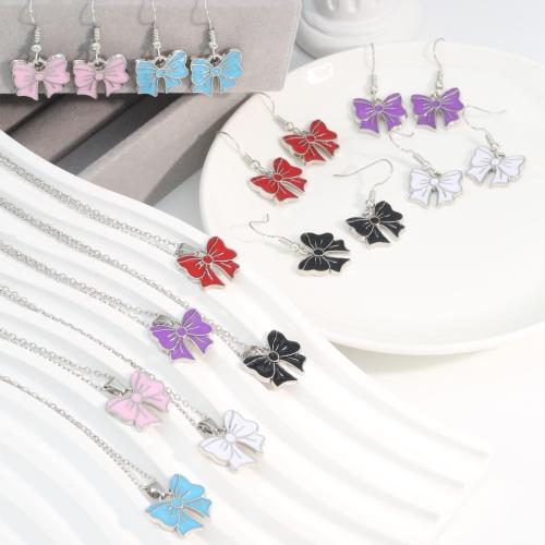 Tibetan Style Jewelry Sets, earring & necklace, Butterfly, plated, fashion jewelry & enamel, more colors for choice, nickel, lead & cadmium free, Sold By Set