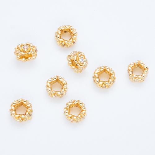 Brass Spacer Beads, plated, DIY & micro pave cubic zirconia, gold, 5.50mm, Hole:Approx 2.5mm, Sold By PC