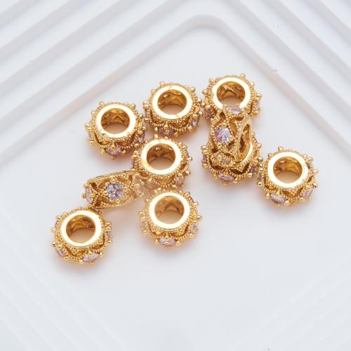 Brass Spacer Beads, plated, DIY & different size for choice & micro pave cubic zirconia, gold, Sold By PC