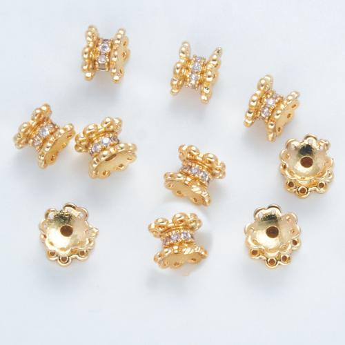 Brass Spacer Beads, plated, DIY & different size for choice & micro pave cubic zirconia, gold, Sold By PC