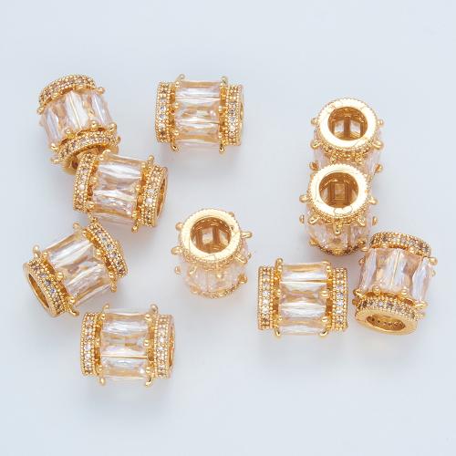 Brass Spacer Beads, plated, DIY & different styles for choice & micro pave cubic zirconia, gold, Sold By PC