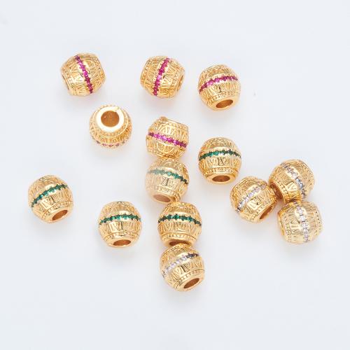 Brass Spacer Beads, plated, DIY & micro pave cubic zirconia, more colors for choice, 7.30mm, Hole:Approx 3mm, Sold By PC