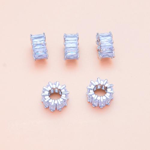 Brass Spacer Beads, plated, DIY & micro pave cubic zirconia, more colors for choice, 10mm, Hole:Approx 5mm, Sold By PC