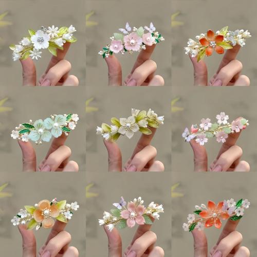 Hair Snap Clips, Tibetan Style, with Plastic & Plastic Pearl, petals, plated, different styles for choice & for woman & enamel & with rhinestone, more colors for choice, Sold By PC