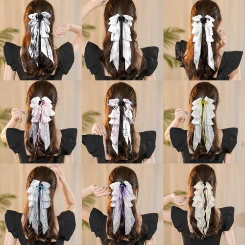 Hair Claw Clips, Tibetan Style, with Cloth & Plastic Pearl & Acrylic, handmade, different styles for choice & for woman, more colors for choice, 330x160mm, Sold By PC