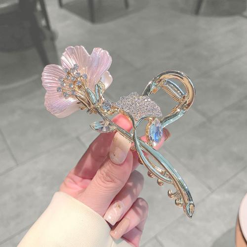 Hair Claw Clips Zinc Alloy with Plastic plated for woman & with rhinestone gold Sold By PC