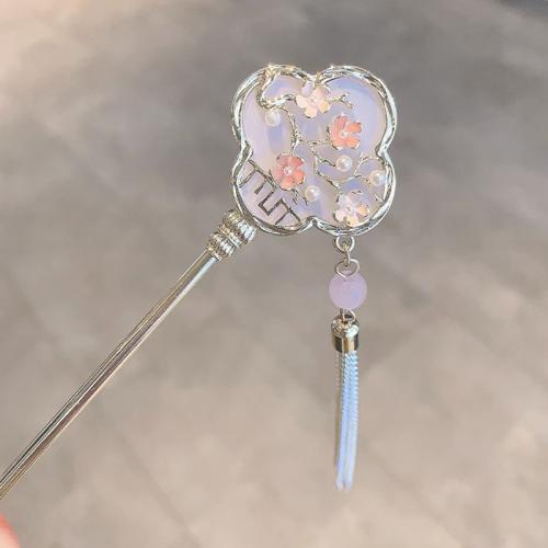 Hair Stick Zinc Alloy with Gemstone & Plastic Pearl plated for woman & enamel gold Sold By PC