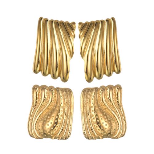 Boucle d'oreille de gaujon en acier inoxydable, Acier inoxydable 304, Placage, styles différents pour le choix & pour femme, Or, Vendu par paire