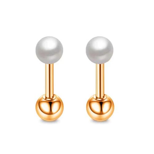 Stainless Steel Ear Piercing Jewelry, 304 Stainless Steel, with Plastic Pearl, Unisex & different size for choice, more colors for choice, Sold By Pair