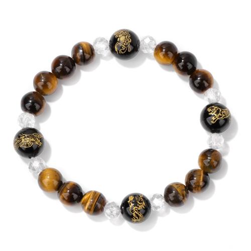 Natural Tiger Eye Bracelets with Red Agate & Crystal handmade & Unisex Sold By PC