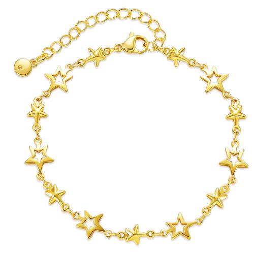 Brass Bracelet with 2.36inch extender chain Star 18K gold plated for woman & hollow Length Approx 6.69 Inch Sold By PC