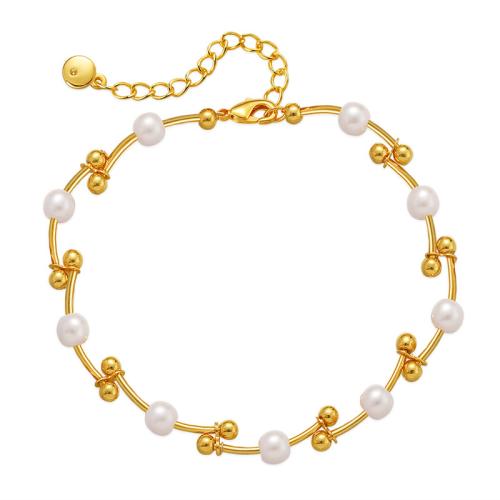 Brass Bracelet, with turquoise & Plastic Pearl, with 2.36inch extender chain, 18K gold plated, different materials for choice & for woman, Length:Approx 6.69 Inch, Sold By PC