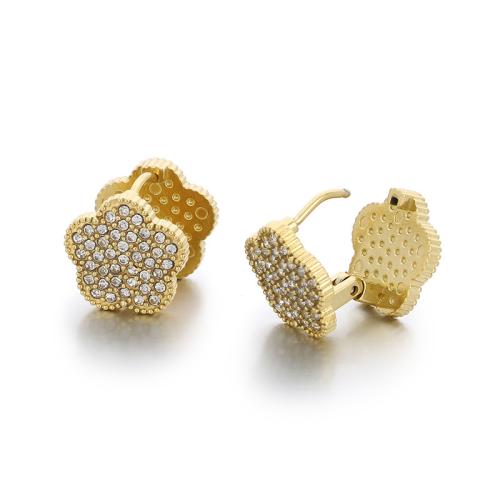 Roestvrij staal Stud Earrings, 304 roestvrij staal, met Silicone, Bloem, mode sieraden & voor vrouw & met strass, meer kleuren voor de keuze, 13mm, Verkocht door pair