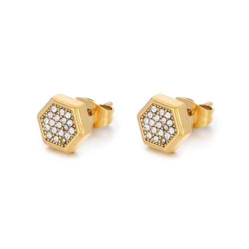 Stainless Steel Stud Earrings 304 Stainless Steel fashion jewelry & for woman & with rhinestone Sold By Pair