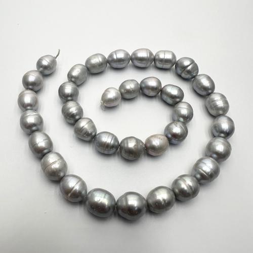 Perlas Arroz Freshwater, Perlas cultivadas de agua dulce, Bricolaje, gris, 10-11mm, Vendido para aproximado 37 cm Sarta