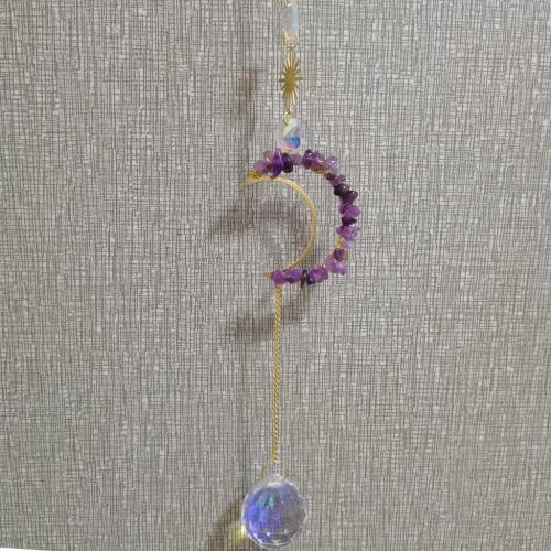 Hanging Ornaments Amethyst with Zinc Alloy handmade for home and office Length Approx 35-37 cm Sold By PC