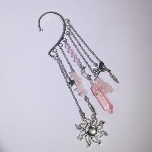 Trendy ear cuffs, Zinc Alloy, met Natuurlijke Quartz, mode sieraden & voor vrouw, meer kleuren voor de keuze, Verkocht door PC