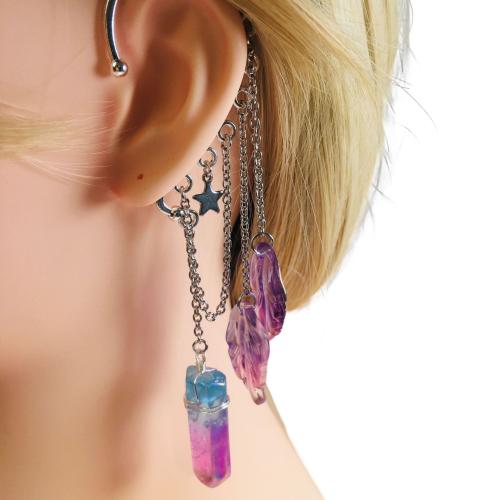 Fashion Earring Cuff and Wraps, Tibetan Style, with Quartz, fashion jewelry & for woman, more colors for choice, Sold By PC