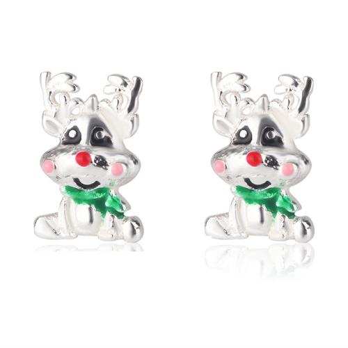 Christmas Earrings, 925 Sterling Silver, Christmas Design & fashion jewelry & for woman, 4.20x6.50mm, Sold By Pair