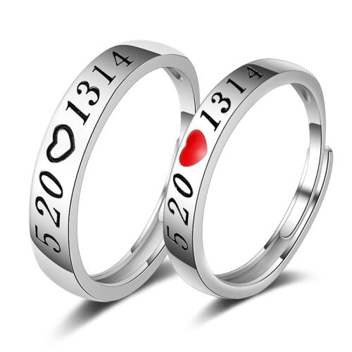 Couple Finger Rings, 925 Sterling Silver, fashion jewelry & Unisex & epoxy gel, Sold By Pair