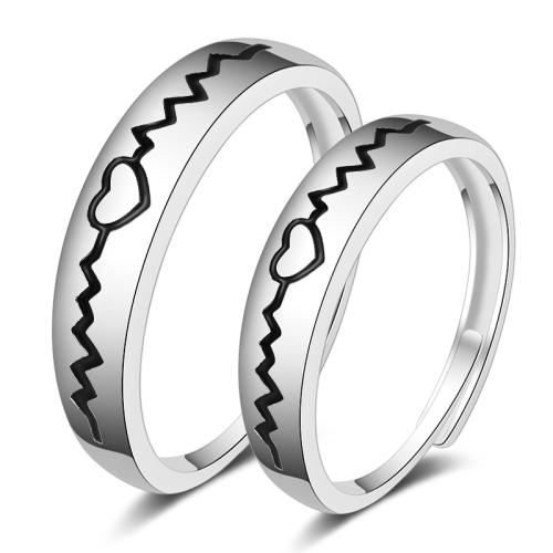 Couple Finger Rings, 925 Sterling Silver, Adjustable & fashion jewelry & Unisex & epoxy gel, Sold By Pair