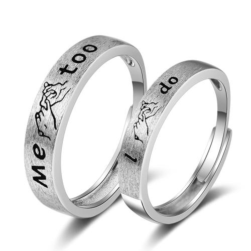 Couple Finger Rings, 925 Sterling Silver, Adjustable & fashion jewelry & Unisex, Sold By Pair