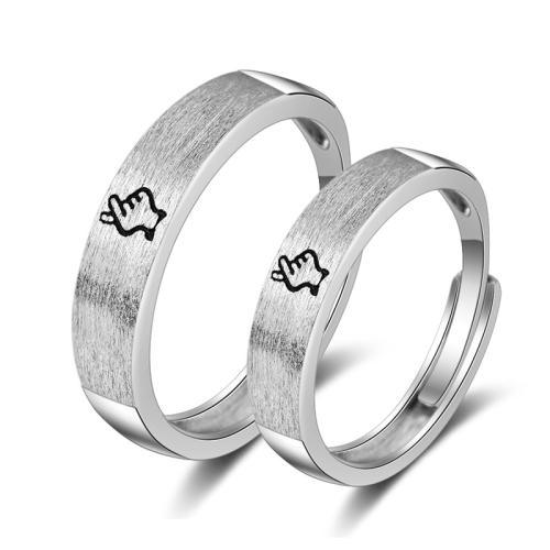 Couple Finger Rings, 925 Sterling Silver, Adjustable & fashion jewelry & Unisex, Men: 15-22#; Woman: 10-17#, Sold By Pair