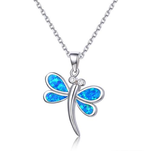 925 Sterling Silver Pendant, with Opal, Dragonfly, DIY, more colors for choice, 18x20mm, Sold By PC