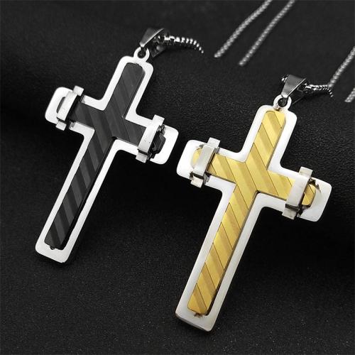 Stainless Steel Jewelry Necklace, 304 Stainless Steel, Cross, fashion jewelry & Unisex, more colors for choice, 55x36mm, Length:Approx 50 cm, Sold By PC