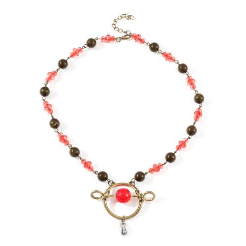 Collier de bijoux en alliage de zinc, avec cristal & plastique, Placage de couleur d'or, bijoux de mode & pour femme, protéger l'environnement, sans nickel, plomb et cadmium, Longueur Environ 38 cm, Vendu par PC