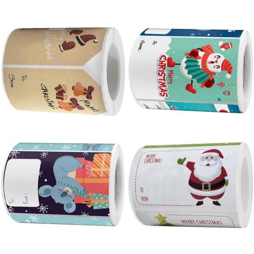 Adhesive Sticker Sealing Sticker, printing, Christmas Design & mixed pattern & DIY, more colors for choice, 50x75mm, 250PCs/Spool, Sold By Spool