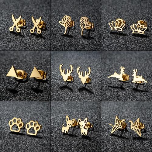 Pendientes de Acero Inoxidable, acero inoxidable 304, Diferente forma para la elección & Joyería & para mujer, más colores para la opción, Vendido por Par