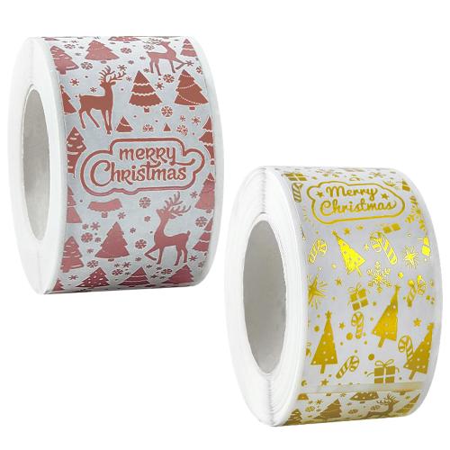 Adhesive Sticker Sealing Sticker with Copper Printing Paper Christmas Design & DIY Sold By Spool