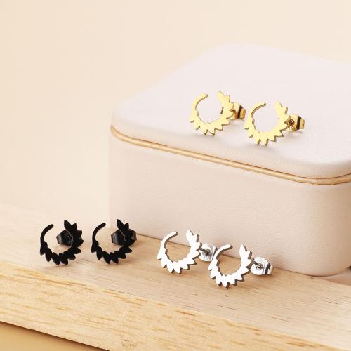 Stainless Steel Stud Earrings, 304 Stainless Steel, Vacuum Ion Plating, fashion jewelry & for woman, more colors for choice, 12x11.50mm, 12Pairs/Bag, Sold By Bag