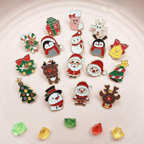 Zinc Alloy Badge gold color plated & Christmas Design & Unisex & enamel nickel lead & cadmium free mm Sold By PC