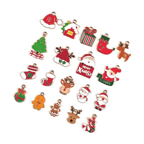 Zinc Alloy Christmas Pendants gold color plated & Christmas Design & DIY & enamel nickel lead & cadmium free Sold By PC