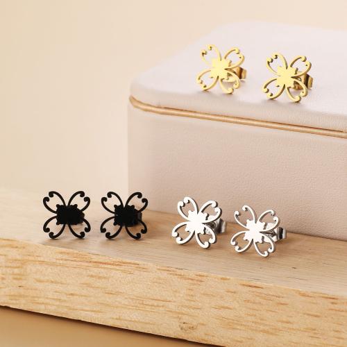 Stainless Steel Stud Earrings, 304 Stainless Steel, Flower, Vacuum Ion Plating, fashion jewelry & for woman, more colors for choice, 11x11mm, 12Pairs/Bag, Sold By Bag