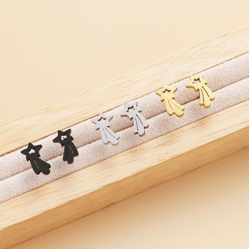 ステンレス鋼イヤリング, 304ステンレススチール, 星, ファッションジュエリー & 女性用, 無色, 8.50x12mm, 12ペア/バッグ, 売り手 バッグ