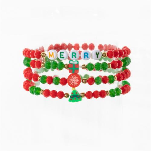 Christmas Holiday Bracelet, Plastic, 4 pieces & Christmas Design & fashion jewelry & for woman, more colors for choice, Length:Approx 18 cm, Sold By Set