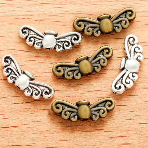 Tibetan Style Jewelry Beads, Wing Shape, plated, DIY, more colors for choice, 14x5mm, 100PCs/Bag, Sold By Bag